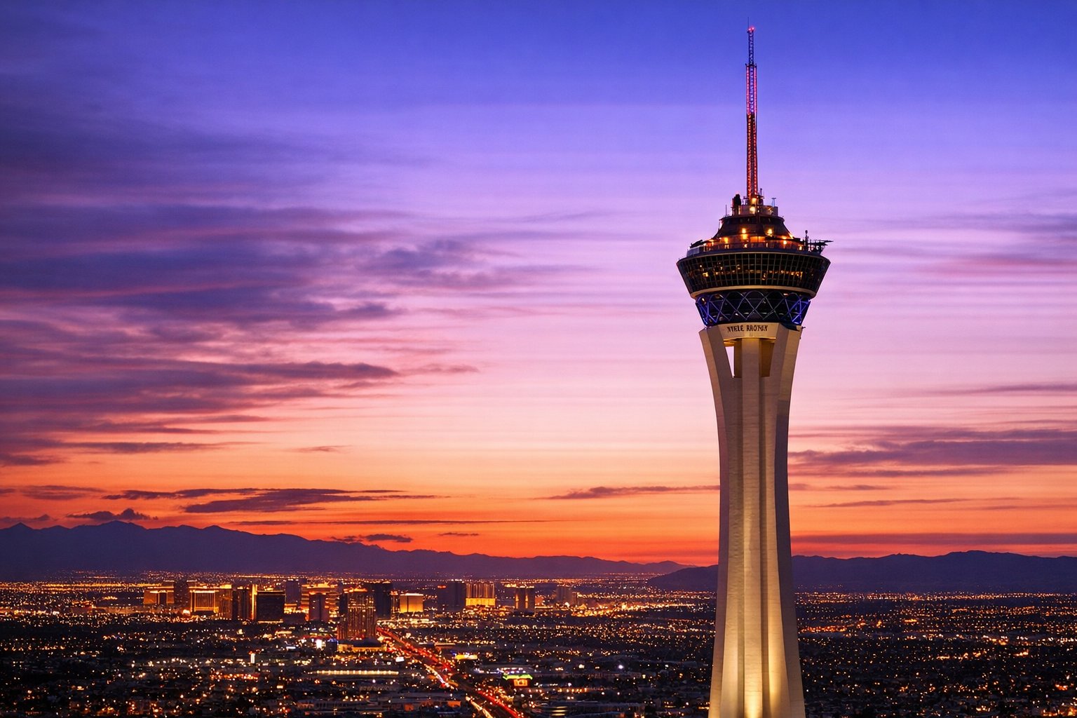 Above the Neon Sea: A Quiet Moment at the Stratosphere Tower, Las Vegas